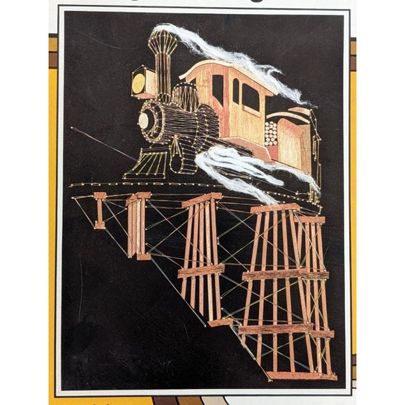 Open Door Other - Vintage String Art Kit Mountain Locomotive Train Railroad 9x12" 1980 Open Door